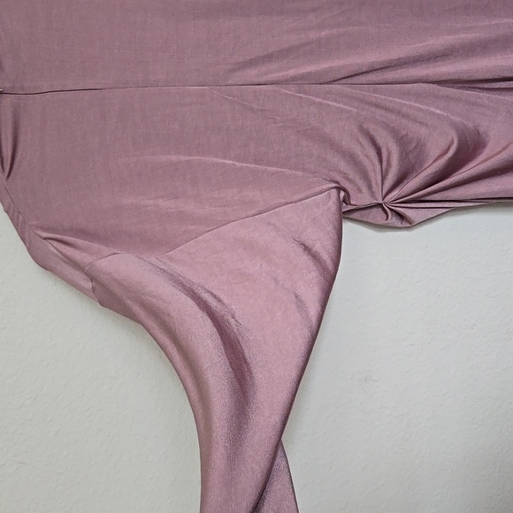Zara Mauve Pink Slinky Ruched Bodycon Dress Mini with Dolman Sleeves Size S - Picture 9 of 13